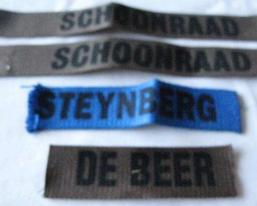 SA ARMY AND SAAF PRINTED NAME TAGS