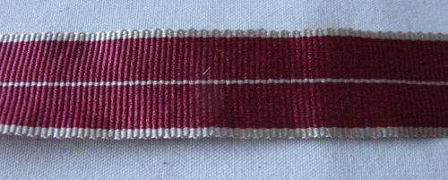 OBE (MILITARY) 2ND TYPE MINIATURE MEDAL RIBBON - LENGTH 15CM
