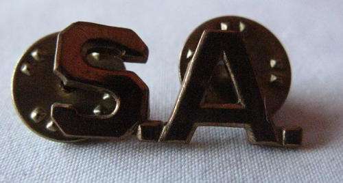 SA GILDING METAL TITLE WORN FROM THE 1950`S - SOLD IN PAIRS - PINS INTACT