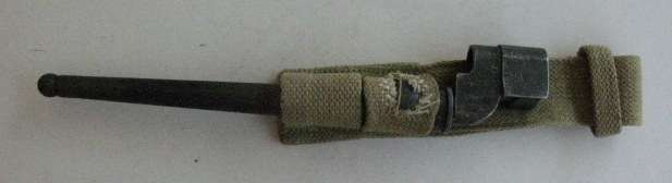 MK 2 BRITISH SPIKE BAYONET WITH METAL SCABBARD AND WEBBING FROG MAKERS MARKINGS - IT LOOKS LIKE F.F
