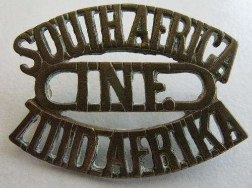 1ST SA INFANTRY BRIGADE BRASS SHOULDER TITLE WORN 1915 - 1919 - 2 LUGS