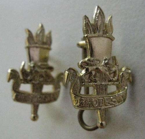 RHODESIAN EDUCATION CORPS PAIR OF MESS DRESS COLLAR BADGES 1960'S - '70S - LUGS INTACT