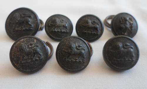 RHODESIA REGIMENT BLACK PLASTIC TUNIC BUTTONS WORN 1953 - 70 - 7 IN TOTAL