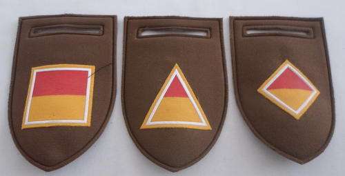 WOMANS COLLEGE - ALPHA BRAVO AND UNIT HQ COMPANY FLASHES - PINS INTACT
