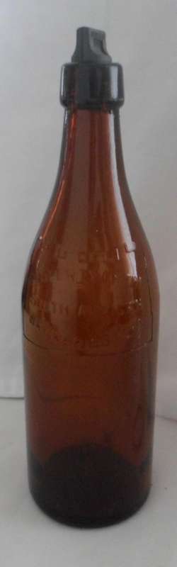 VINTAGE SA BREWERIES BOTTLE WITH A RILEY-TYPE SCREW STOPPER CIRCA EARLY 1900'S - HEIGHT 300MM