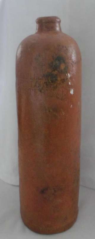 VINTAGE STONEWARE BOTTLE - CIRCA 1800`S - INSCRIPTION ERVEN LUCAS BOLS HET LOOTSJE AMSTERDAM - HEIGH