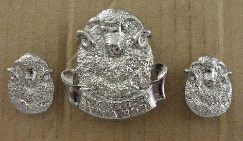 REGIMENT GROOT KAROO CHROMED CAP AND COLLARS - WORN FROM 1964 - LUGS & PINS INTACT