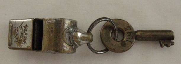 CONDUCTORS WHISTLE AND KEY - THE WHISLE MADE BY THE ACME THUNDERED - MADE IN ENGLAND