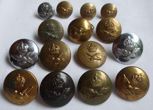 ROYAL AIR FORCE BUTTONS-3X CHROME-12 BRASS