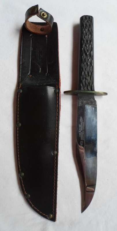 VINTAGE WILLIAM RODGERS-I CUT MY WAY-SHEFFIELD ENGLAND KNIFE WITH ORIGINAL LEATHER SHEATH-TOTAL LEN