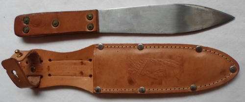 VINTAGE MADE IN GERMANY-SOLINGEN THROWING KNIFE WITH LEATHER SHEATH-TOTAL LENGTH 21,5CM