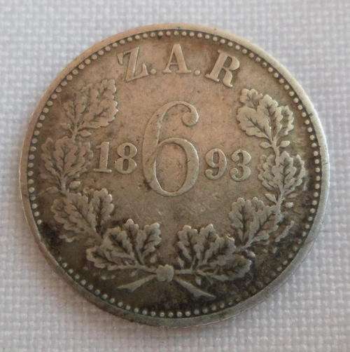 1893 SILVER ZAR SIXPENSE