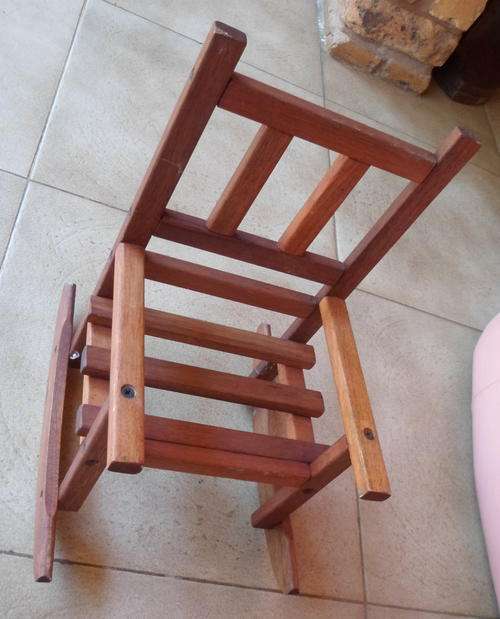 VINTAGE MINIATURE ROCKING CHAIR-MEASURES 22X28CM AT THE BOTTOM-HEIGHT 35.5CM-VERY GOOD CONDITION
