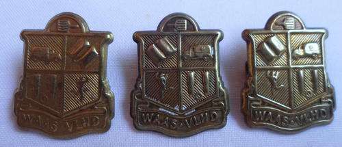 WOMENS AUXILIARY ARMY SERVICES BRASS METAL CAP & COLLARS-WORN DURING WW2-LUGS INTACT
