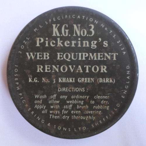 RHODESIAN WAR K.G. NO3 PICKERING'S WEB EQUIPMENT RENOVATOR-TIN WITH CONTENT-DIAMETER