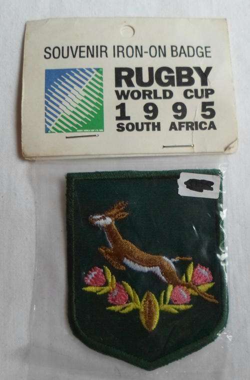 1995 RUGBY WORLD CUP IRON-ON BADGE-SEALED