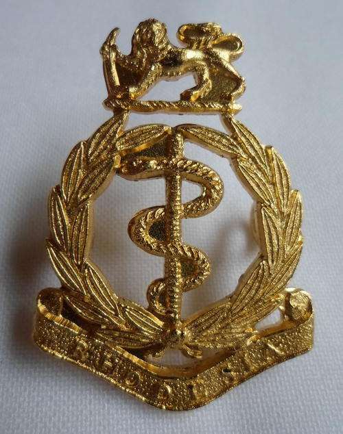 RHODESIA ARMY MEDICAL CORPS ANODISED CAP BADGE-1972-1980- 2 LUGS
