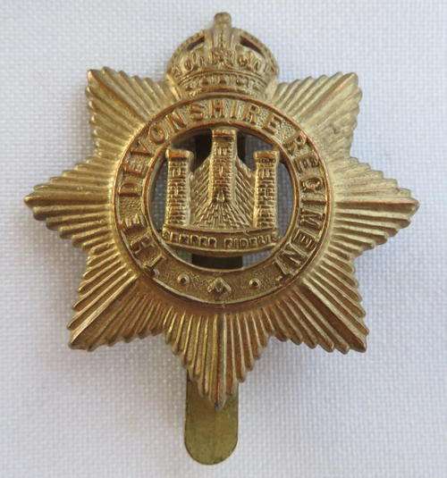 DEVONSHIRE REGT. CAP BADGE 1901-1956-SLIDER INTACT