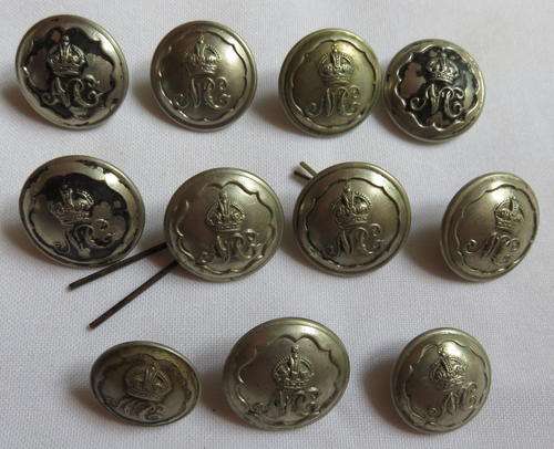 NATAL CARBINEERS WHITE METAL TUNIC BUTTONS -11 IN TOTAL-WORN 1902-1936