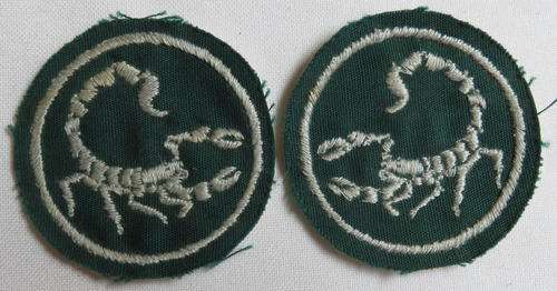 RECCE-HUNTER GROUP INSTRUCTOR ROUNDELS-SILVER/GREY SCORPIONS ON GREEN BACKGROUND FOR INSTRUCTORS WIT