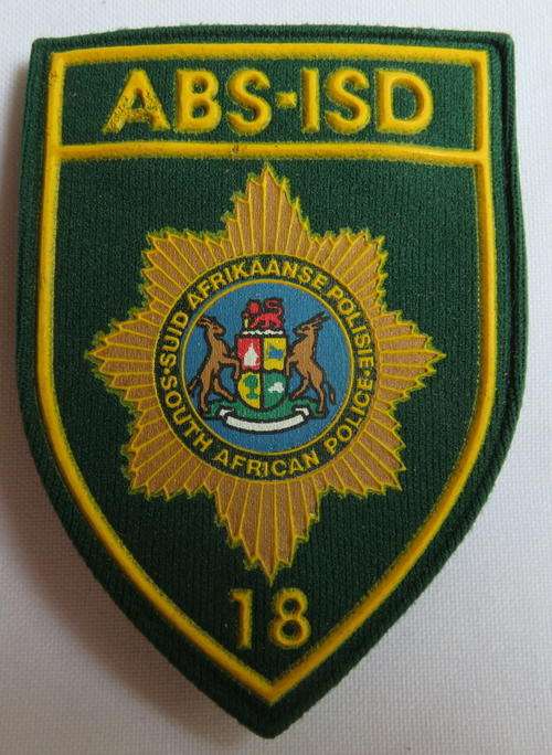SA POLICE 18 (PORT SHEPSTONE) ISD GREEN EMBOSSED FLASH-3 PINS-ORIGINAL