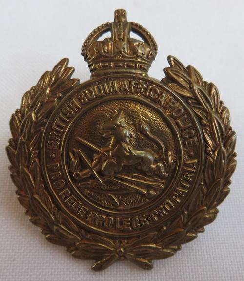 RHODESIA BSAP BRASS HAT BADGE-1949-53-2 LUGS