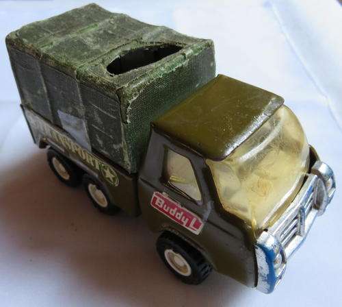 VINTAGE BUDDY L TIN MILITARY VEHICLE, MADE IN JAPAN-MEASURES 13CM