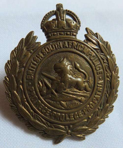 RHODESIA BSAP BRASS HAT BADGE 1949-53-2 LUGS