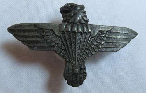 44 PARACHUTE BRIGADE BERET BADGE- 1ST SPECIMEN IN MATT OXIDISED SILVER-2X SCREW LUGS