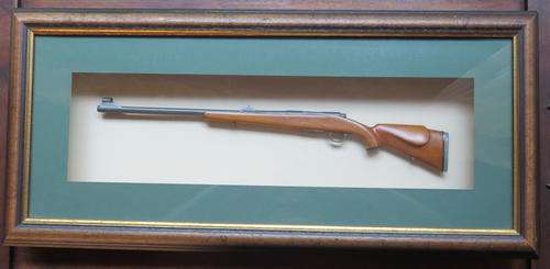 FRAMED MODEL OF A MUSGRAVE "VRYSTAAT" 7MM RIFLE- 1/3 SCALE BY IMMINS NAUDE-FRAME MEASURES 57,5X26CM