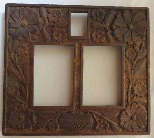 POW WOODEN CARVED PHOTO FRAME FROM WW2 MADE BY ITALIAN PRISONER FOR WAR AT THE ZONDERWATER PRISON CA