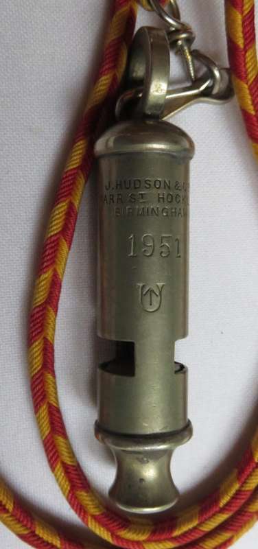 SADF LANYARD WITH J. HUDSON & CO MARKED WHISTLE-DATED 1951-UNION MILITARY MARKINGS ON IT
