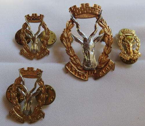REGIMENT SOUTH WEST AFRICA BI METAL CAP,COLLARS & ONE MESS DRESS-WORN POST 1964-LUGS + PINS INTACT