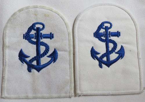SA NAVY LEADING SEAMAN RANK BLUE & WHITE EMBROIDERED FOR AWD'S & SUMMER UNIFORM 1961-2003 PAIR