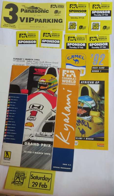 FORMULA 1- 1992 OFFICIAL PROGRAMME WITH RACE CARD,PARKING TICKETS,TICKETS ETC.