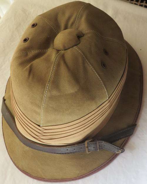 RHODESIAN BSAP PIT HELMET LABELLED & MADE BY SUN SHADE INDUSTRIES BULAWAYO-SIZE 58-USED CONDITION