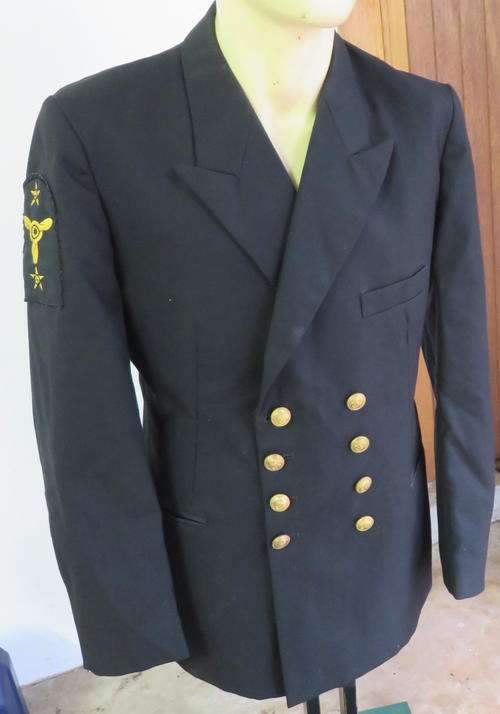 SA NAVY WINTER UNIFORM JACKET FOR ENGINE ROOM MECHANIC-LEADING SEAMAN-SIZE MEDIUM-MEASURES 52CM ARM