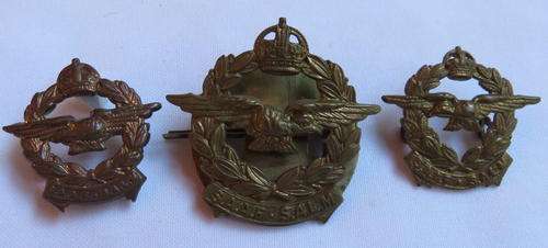 SAAF BRASS CAP & COLLAR BADGES-WORN 1926-1959- LUGS INTACT