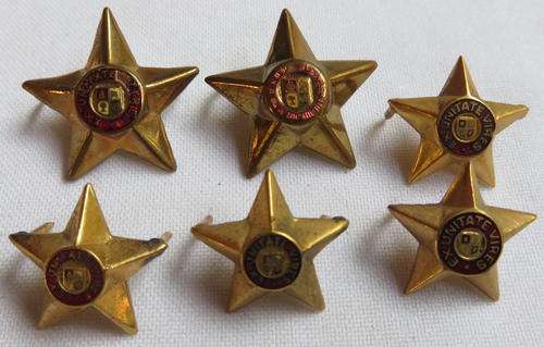 SA ARMY GILT 7 POINT STAR ONE LARGE-5 SMALL-WORN 1960'S-70'S-PINS COMPLETE