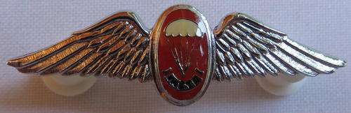 SA PARACHUTE FREEFALL INSTRUCTOR CHROME & ENAMEL,MESS DRESS WING-WORN FROM THE 1970'S- 2 PINS