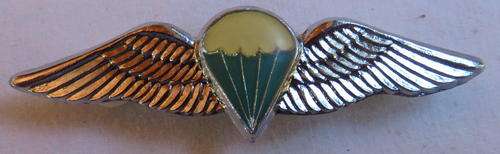 SA PARACHUTE DISPATCHER OR 50 JUMPS OR MORE CHROMED & LUCITE COVERED ENAMELED WING-FULL SIZE-WORN F