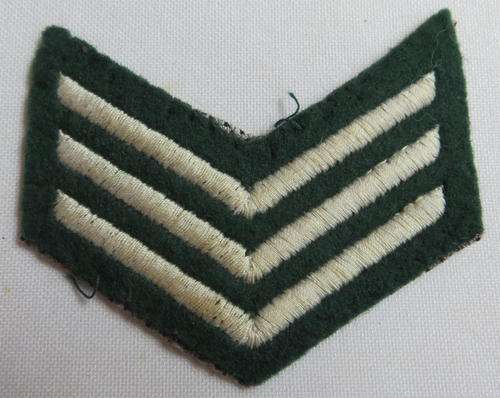 RHODESIAN SERGEANT'S RANK INSIGNIA FOR SERVICE DRESS-1970-80