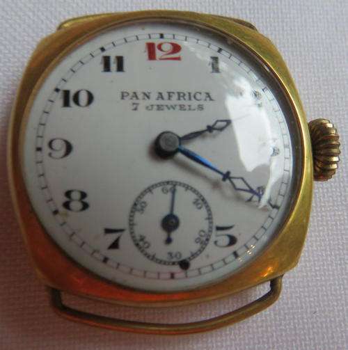 VINTAGE PAN AFRICA 7 JEWELS WRIST WATCH-ENAMEL FACE 1940'S-MEASURES 29X29MM