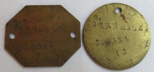 WW2 DOG TAGS TO B. GERNHOLZ I 00564-RC