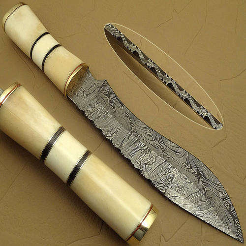 1-OF-A-KIND-HAND-MADE-DAMASCUS-STEEL-HUNTING-KNIFE--BOWIE-KNIFE