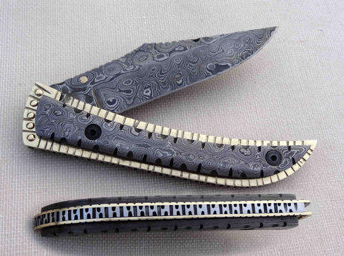 Custom- Hand Made- Damascus - Full tang- Folding Knife