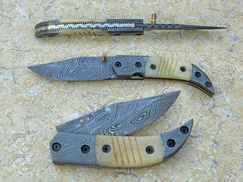 Custom Hand Made Damascus one of kind Special folding knife