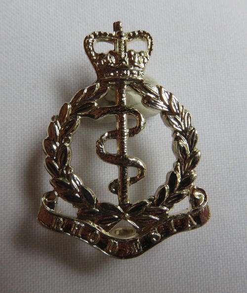 RHODESIA ARMY MEDICAL CORPS Q/C ANODISED CAP BADGE-WORN 1965-1972- 2 LUGS