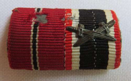 WW2 GERMAN RIBBON BAR-KVK WITH SWORDS & EAST FRONT CAMPAIGN