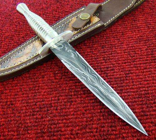 ALISTAR-HANDMADE-DAMASCUS-STEEL FAIRBAIRN SYKES DAGGER-WHITE-CHROME-